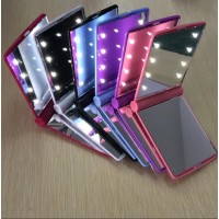 Promotional gift pocket mirror with led light