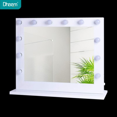 White Large Desktop Makeup Vanity Dressing LED Hollywood Mirror with Light Bulbs