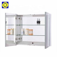 Modern wall hanging mounted 2 door led bathroom mirror cabinet aluminum medicine cabinet