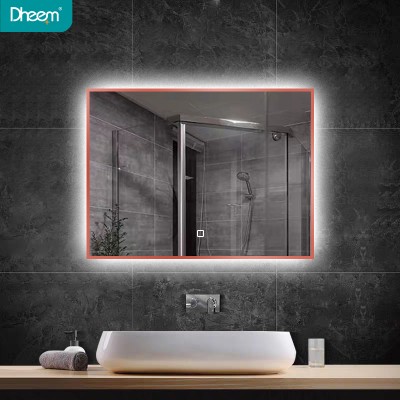 DHEEM Square Compact Bathroom Framed Wall LED Mirror