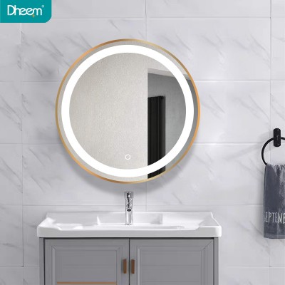 DHEEM Gold Aluminium Frame LED Mirror Decor Wall Framed