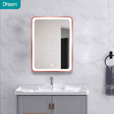 DHEEM Square Wall Mounted Bathroom Anti-fog LED Lighted Mirror with Frame