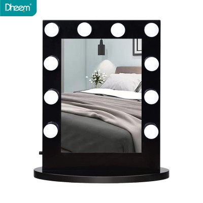 DHEEM Desktop Beauty Hollywood LED Vanity Mirror with Lights Rotary Dimmer