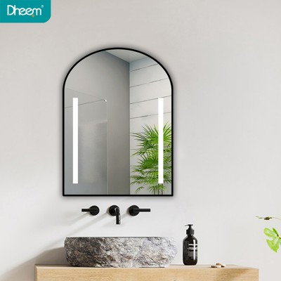 DHEEM Bathroom Black Aluminum Framed Wall LED Vanity Mirror