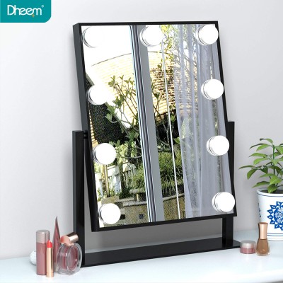 DHEEM Table Hollywood Makeup Mirror with Lights Bulb for Girl Cosmetic